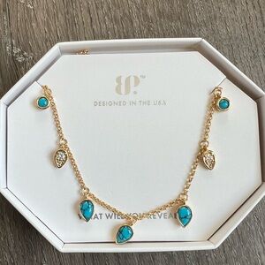 BP Dec 2025 turquoise gold necklace Necked out & loving it